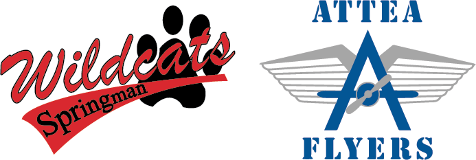 Springman Wildcats and Attea Flyers logos.