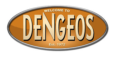 Dengeos logo, Welcome to Dengeos. Est. 1972