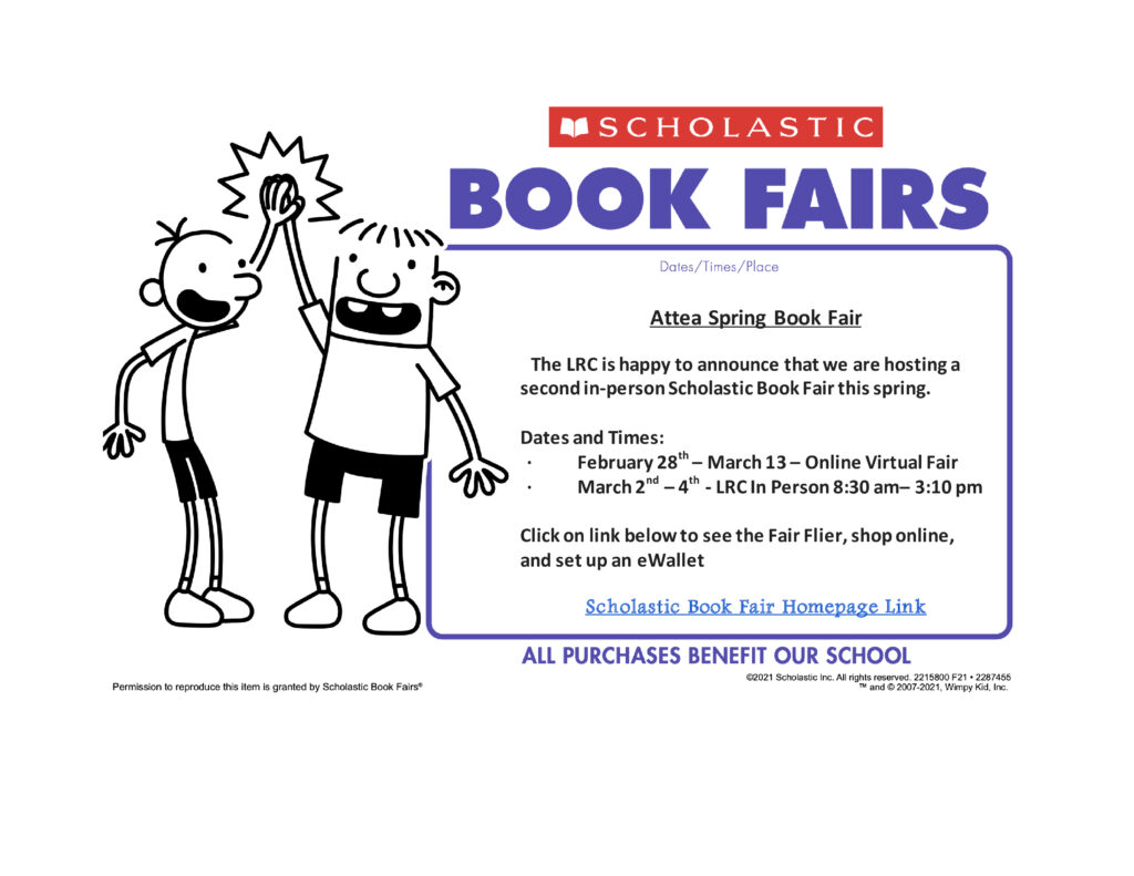Scholastic Book Fair Attea Flyer